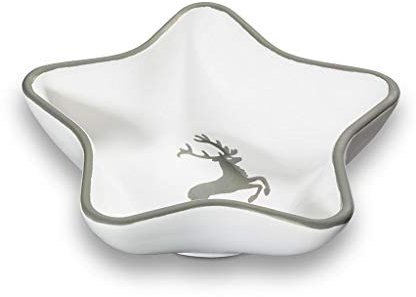 GMUNDNER KERAMIK Sternschale Stella Grösse: l= 14 cm x b= 14 cm x h= 3.9 cm grauer Hirsch Geschirr, handgemacht in Österreich