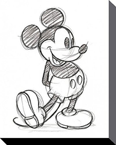 1art1 Micky Maus Poster Sketched Bilder Leinwand-Bild Auf Keilrahmen | XXL-Wandbild Poster Kunstdruck Als Leinwandbild 50x40 cm