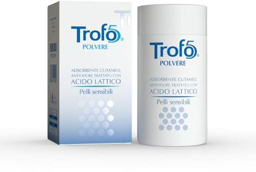 Trofo 5 Deodorant-Puder mit hautadsorbierender Wirkung gegen Gerüche für Achselhöhlen, Hautfalten, Genital- und Analbereich, Füße gegen Reibung und Schweißbildung, 50 g