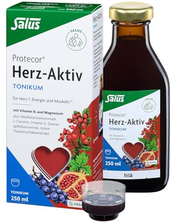 Salus Protecor - Herz-Aktiv Tonikum - 1x 250 ml Tonikum - Nahrungsergänzungsmittel mit Vitamin B1 und Magnesium - alkoholfrei - ohne Konservierungsstoffe