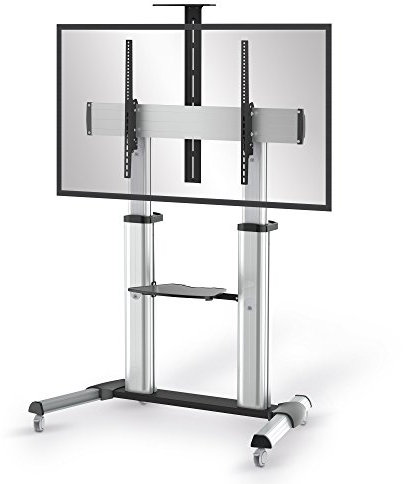 conecto LM-FS03G Pro TV Ständer Standfuß rollbar Universal für Monitor Fernseher LCD LED Plasma mobil mit Rollen höhenverstellbar schwenkbar drehbar 55-100 Zoll (152-254cm) VESA 200x200 1000x600 Alu