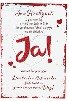 Depesche 3003.048 Glückwunsch-Karte zur Hochzeit, elegante Hochzeitskarte mit passendem Spruch, ohne Innentext, inkl. Umschlag, 17,5 x 12,5 cm