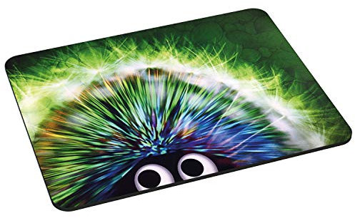PEDEA Gaming und Office Mauspad - 220 x 180 mm - mit vernähten Rändern und rutschfester Unterseite, Green Hedgehog