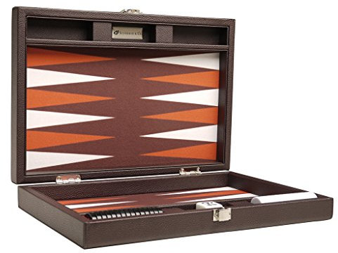 13-inch Premium Backgammon Set - Travel Size - Dark Brown Board
