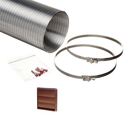 NaplesUK Universal 125mm Cooker Hood Ducting Kit Semi Rigid Aluminium 127mm Internal Diameter Hose Length 1.5 Metre With 3 Flaps Gravity Brown Grille