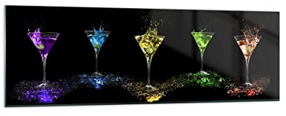 Panorama Bilder auf Glas 160x50cm Glasbild Cocktail trinken Alkohol Glas Groß XXL Wanddeko Bild im Glas Schlafzimmer Küche Wandbilder Dekoration Wohnzimmer Modern Wand Kunstdruck Art GAB160x50-0442