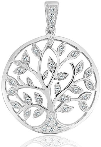 DTPsilver - Pendentif Femme en Argent Fin 925 avec Zirconium Arbre de vie
