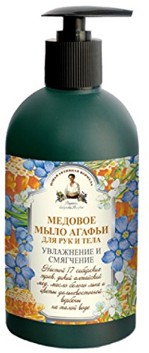 Flüssige Seife Rezepten von Oma Agafia Honig, 500 ml Медовое мыло Агафьи для рук и тела - увлажнение и смягчение