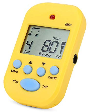 Mini Metronom, M50 LCD Digital Beat Tempo für Klavier, Violine, Gitarre, Trap Drum(Gelb)