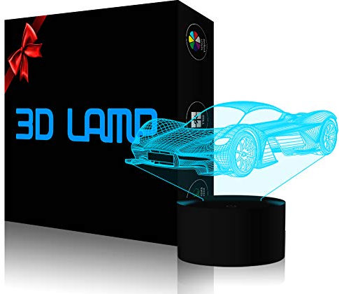 3D Illusion Lampe Auto LED Nachtlicht, USB-Stromversorgung 7 Farben Blinken Berührungsschalter Schlafzimmer Schreibtischlampe für Kinder Weihnachts geschenk