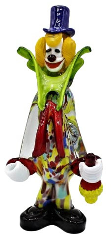 LE GEMME DI VENEZIA Payaso Murano Glass H28 cm Made in Italy Payaso F451 (petaca)
