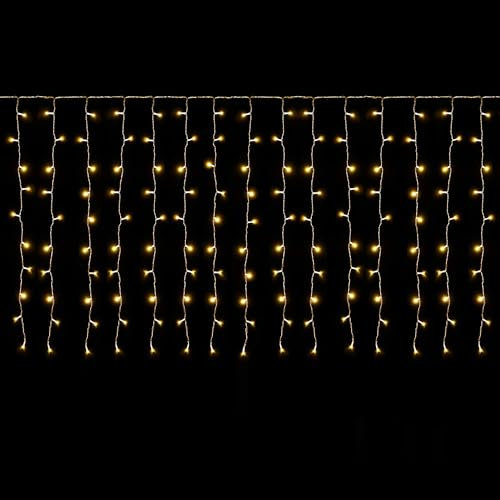 SALCAR 6m x 1m Eisregen LED Lichtervorhang Außen Innen, 300er LED Lichterkette Fenster Weihnachten, Weihnachtsbeleuchtung Hängend mit 9 Modi und Memory-Funktion, Warmweiß