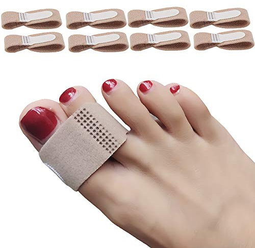 DYKOOK Broken Toe Wraps 8 Pcs, Big Toes Hammer Toe Straightener Fabric Splint Toe Cushioned Bandages for Overlapping Crooked Broken Toes Large Size