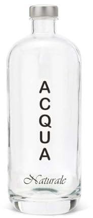 BrandPrint, Bottiglia in Vetro Modello Artemide 1 Litro Serigrafata Naturale con Tappo a Vite colore Alluminio.