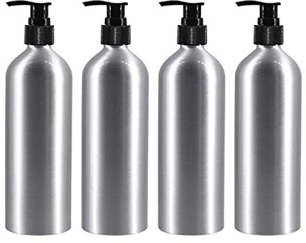 EXCEART 4 Pcs Empty Aluminium Pump Bottles Dispenser Refillable Shampoo Lotion Bottle Portable Storage Container ( 8. 4 Oz/ 250ml )