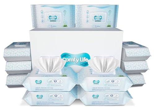 Comfy Life Premium Full Body Cleansing Wet Wipes For Adults - Large Luxury Fresh-feel Rinse-free Fragrance-free Bed Bath Incontinence Hygiene Intimate-care Soft Sheets (12 Pack (960 Wipes))
