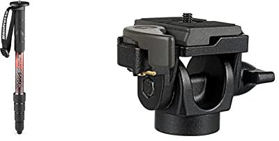 Manfrotto Element MII MMELMIIA5RD, Lightweight 5-section Aluminium Travel Camera Monopod, Red & 234RC Monopod Tilt Head with Quick Release, Black