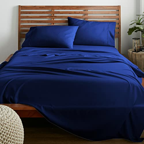 American Home Collection Queen-Size-Bettlaken-Set, 40,6 cm tiefe Taschen, ultraweiche Mikrofaser, atmungsaktiv, knitter- und lichtbeständig, pflegeleicht, 4-teiliges Set (Queen, Marineblau)