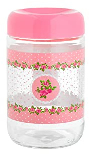 Home Dekoro Vorratsdose mit Deckel aus Kunststoff, Glas, Rosa, 0,66 l, Medium