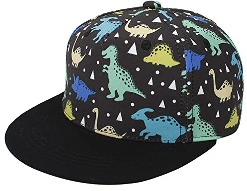 Malaxlx Dinosaurier Schwarz Baby Baseball Cap Sonnenhut UV Schutz Sommerhut Verstellbar Kleinkinder Snapback Cap Baseballkappe Schirmmütze für 6-24 Monate Mädchen Jungen