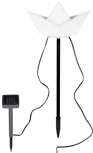 Spetebo Solar Gartenstecker im Papierboot Design - 3er Set - LED Deko Beleuchtung für Außen - Kunststoff Boote mit Erdspieß warm weiß beleuchtet Outdoor Leuchte mit 2 Funktionen