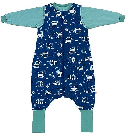 schlummersack Baby Schlafsack mit Füßen Winter 3.5 Tog 80 cm Bagger | Schlafsack mit Beinen und verlängerten Bündchen für eine Körpergröße von 80-90cm | Winter Schlafsack Baby mit Ärmel
