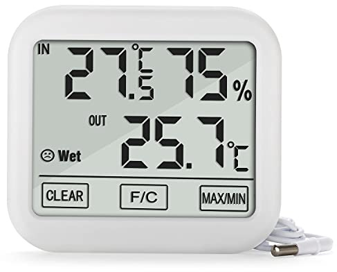 Green Blue GB381 Wetterstation mit Außensonde Kabellänge 1,5m Komfortanzeige Thermometer Hygrometer Luftfeuchtigkeitsmessung Außen- und Innentemperatur