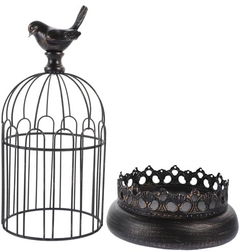 Parliky Retro Kerzenständer Vogelkäfig Design aus Schwarzem Eisen Dekorativer Kerzenhalter für Stumpenkerzen Langlebig für Romantische Dinner Garten und Wohnzimmer