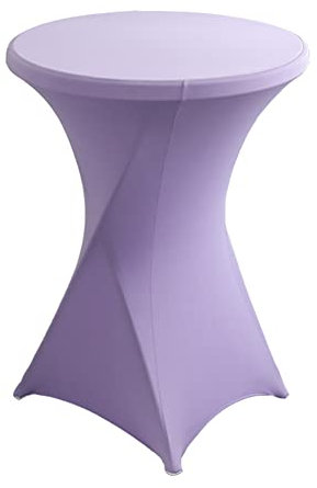 iEventStar Stretch Stehtisch Hussen Spandex Stehtischhussen Bartische Hochzeit Erstärkung im Fußbereich Rund Tischdecke für Bistrotisch Cocktail-Party (Helles Lila, 1er Set - Ø 80-85 cm)