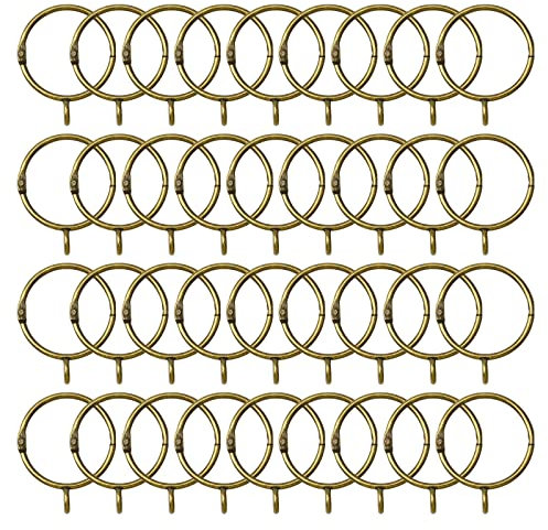 INCREWAY Curtain Rings, 36Pcs Sliding Eyelet Rings Metal Open and Close Drapery Rings Drape Sliding Curtain Pole Rings Hooks for Window Rods Shower Curtains, 1.5 Inch Inner Diameter, Bronze