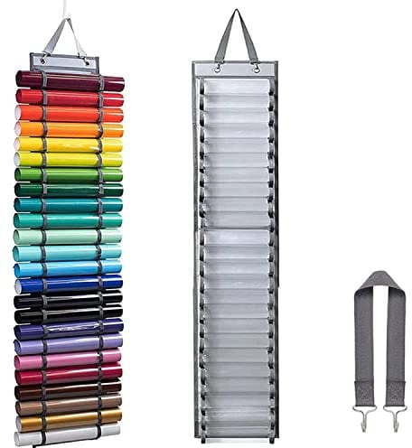 LZYKJGS Vinyl Rollenorganizer und Aufbewahrungshalter Mit 24 Fächern - Für Geschenkpapier, Papier, Kreuzstich Stickerei (Grau)