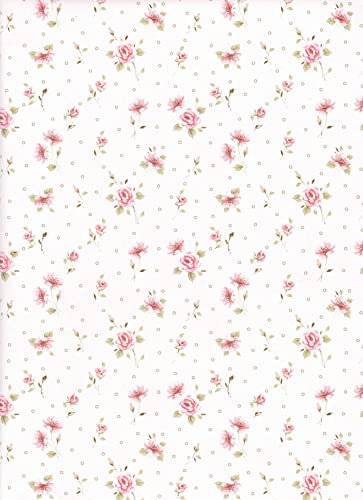 ARKRAFT carta da regalo 3 fogli formato 90 x 65 cm prodotto FSC confezione senza plastica disegno fiore rosa (18-9237)