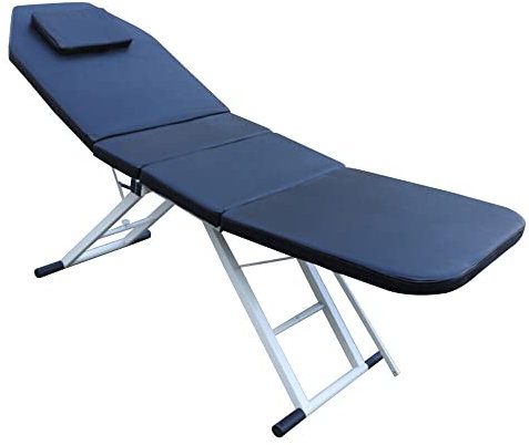 KOLHGNSE Mobile Massageliege Massagetisch 3 Zonen Massagebank Therapieliege Klappbare Kosmetik für Fußmassagegeschäften, Gesundheitssalons, Schönheitssalons (Schwarz)