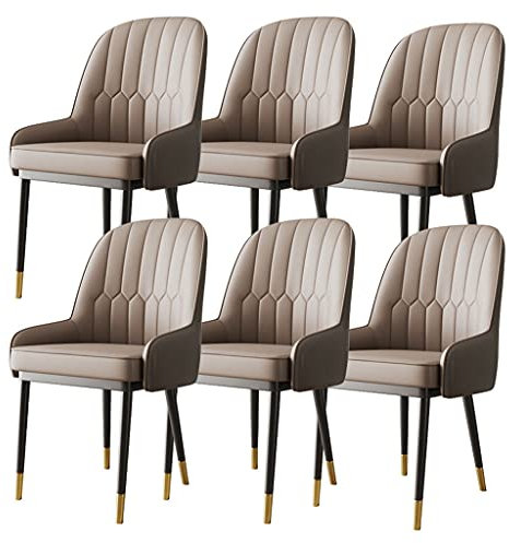 IIOCHA Küche und Esszimmer Stühle Küche Esszimmerstühle 6er Set Kohlenstoffstahl Metallbeine Wohnzimmer Akzent Sessel Moderne PU Leder Hohe Rückenlehne Gepolsterte Weiche Sitzfläche (Color : Skin ton