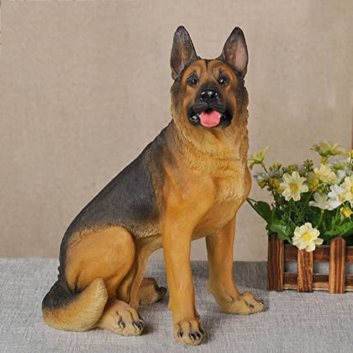 MFFIRE Garten Tier Dekoration, Realistische Hund Figur Deutscher Schäferhund Figur Harz Hund Skulptur Modell Lebensechte Tier Statue Home Decoration