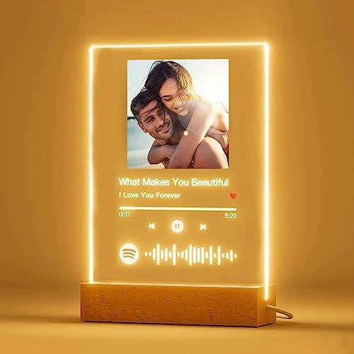NOVASGAFF Regalo de Fotos Personalizado, Álbum de Música, Placa de Cristal Acrílico Con Imagen, Regalos de Canciones Favoritas Con Foto para Mejores