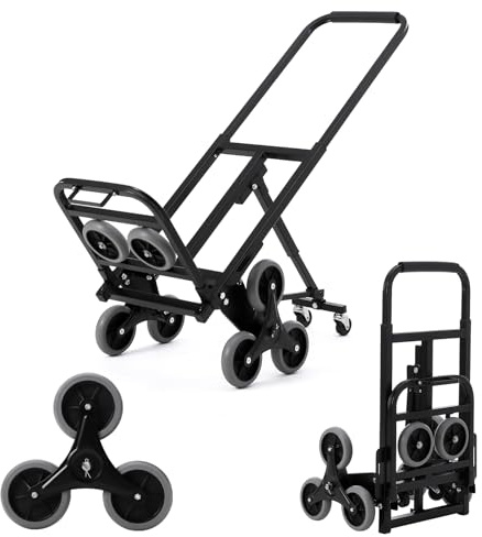 Stair Climbing Cart, 330 LB Climber Hand Truck Dolly with Adjustable Handle, Portable Folding Dolly Cart for Stairs, Stair Climbing Dolly Hand Carts with 10 Wheels for Shopping Moving Office Use
