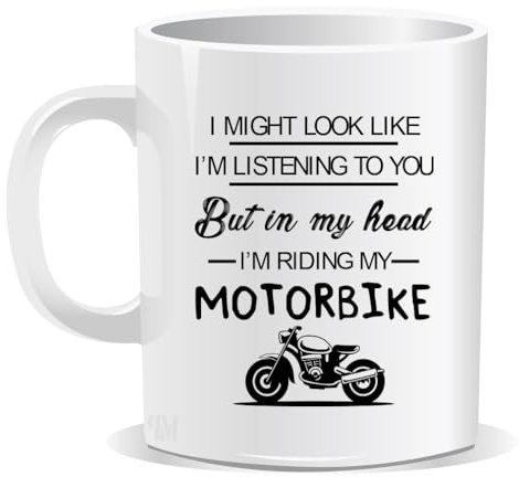 Perfect Mugs I Might Look Like I'm Listening to You But in My Head Im Riding My Motorbike Mug Sarcastic Humour Gift Friend Colleague Coffee Lover Christmas Birthday Funny Secret Santa Men Tea Him Her