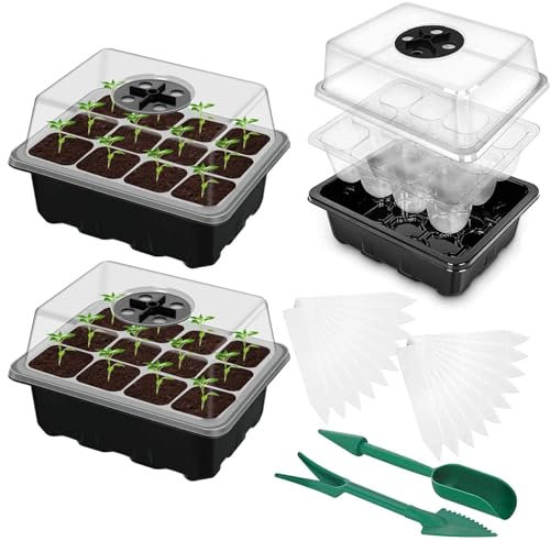 Meanju 3PCS Bandejas de Germinación para Invernaderos,Bandeja Semillas,Bandejas de germinación,Bandeja de Cultivo de Plantas,Bandejas de Cultivo de Invernadero,bandejas de Cultivo de Semillas