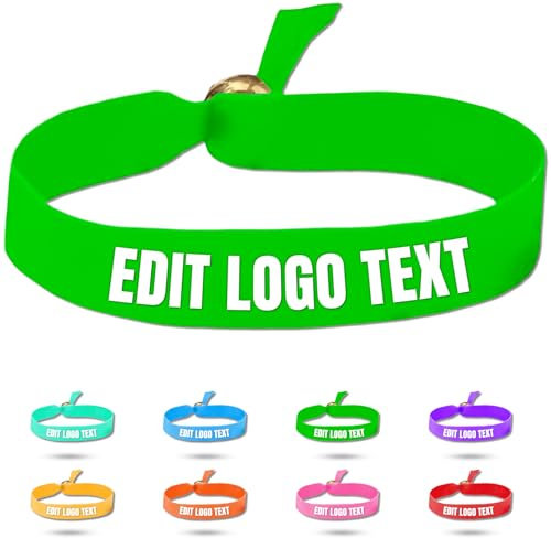Zkgiftsdz Ab 30 Stück Armband Stoff Personalisiert für Event und Partys, Personalisiertes Armband Stoff mit Text und Logo Admission Identification Armbänder