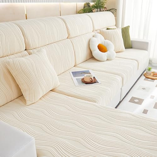 SOFA SUPPLIES Sofabezug Jacquardstoff Stretch-Sofa-Schonbezüge Einfach Sofaschonerbezug staubdicht Geeignet für alle Jahreszeiten Sofa-Spannbettlaken Weiß 65–85 cm x 16 cm Elastisch