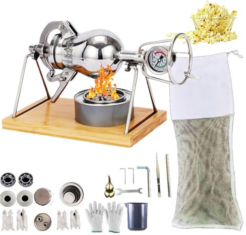 MOFGOE Máquina para Hacer Palomitas de maíz China, máquina para Hacer Palomitas de maíz de Alta presión, Palomitas de maíz de Acero Inoxidable, para Juegos de Fiesta de Cine en casa,300ml