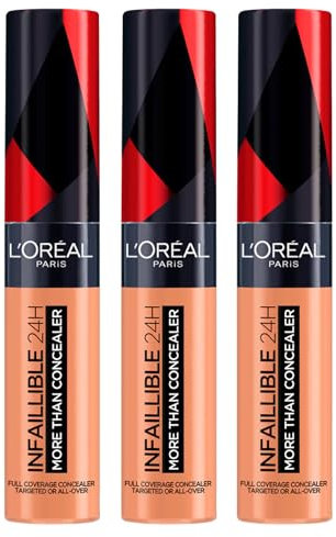 L'Oréal Paris Infaillible Concealer für das Gesicht, mehr als Concealer, wasserfeste Formel, deckende Wirkung, langer Halt 24 Stunden, natürlicher Effekt, gegen Augenringe, Unvollkommenheiten, Farbe