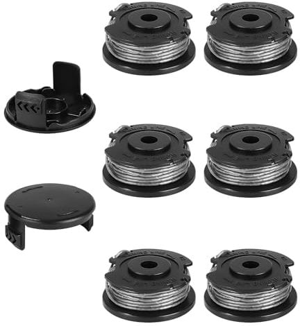 6 Stück Bosch Rasentrimmer Spule, Ø1,6 mm-m Länge Ersatzspule Kompatibel mit Bosch Geeignet für Akku Rasentrimmer EasyGrassCut + 2 Stück alternativer Deckel,F016800569/F016800385 Fadenspule