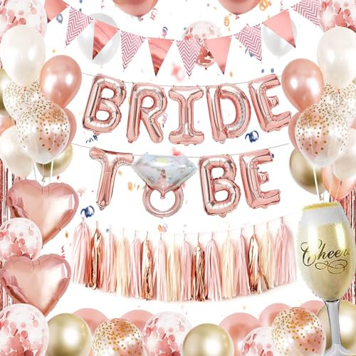 Bride to Be Deko, Dargds Deko Junggesellenabschied Frauen, Jga Deko Frauen mit Roségold Konfetti Luftballons,Bride to Be Folienballon,Jga Accessoires Frauen für Bachelorette Party