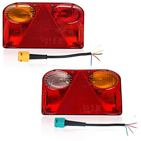 DARKGUARD 12V 6 Funktion Klassisch Glühbirne Lampe Garnitur Anhänger Beleuchtung für LKWs Auto Anhänger, Rot Paar Hintere Anhänger Leuchte Rückleuchten, IP67 Wasserdicht ECE E11 CE-Geprüft