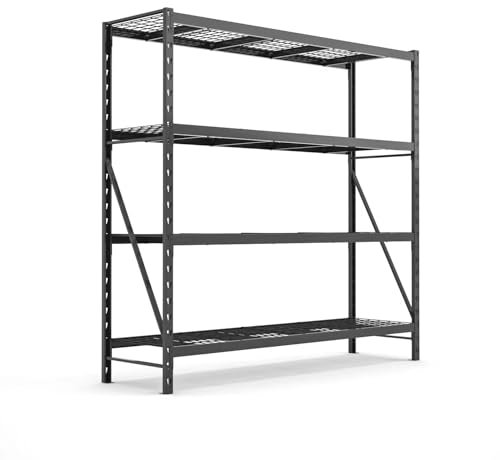 Home36 Industrie Schwerlastregal schwarz 180x53x183 cm - Regal mit 4 Einlageböden - bis 1.600 kg belastbar - Kellerregal, Lagerregal