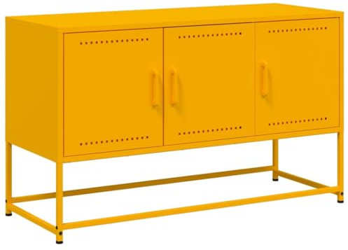 vidaXL TV Cabinet Stand Unit Entertainment Centre Mustard Yellow Steel