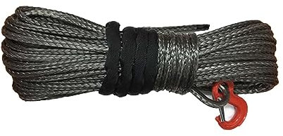 Fune per verricello, Corda sintetica for verricello, 6 mm x 50 m Corda sintetica UHMWPE for verricello con gancio for funi da traino ATV/UTV