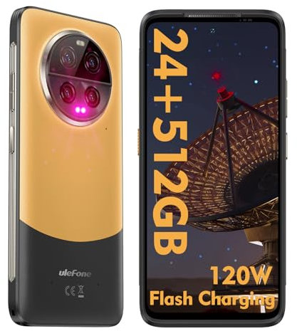 Ulefone Armor 23 Ultra Rugged Smartphone 5G, 24GB + 512GB Smartphone Resistente, 50MP + 50MP Kamera 6.78 FHD+ Cellulare Indistruttibile, 5280mAh Batteria Android 13/NFC/OTG/3 Slots-Arancia